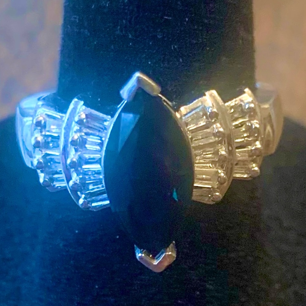 Diamond Sapphire/ Ring. 14k over SS - Picture 3 of 5
